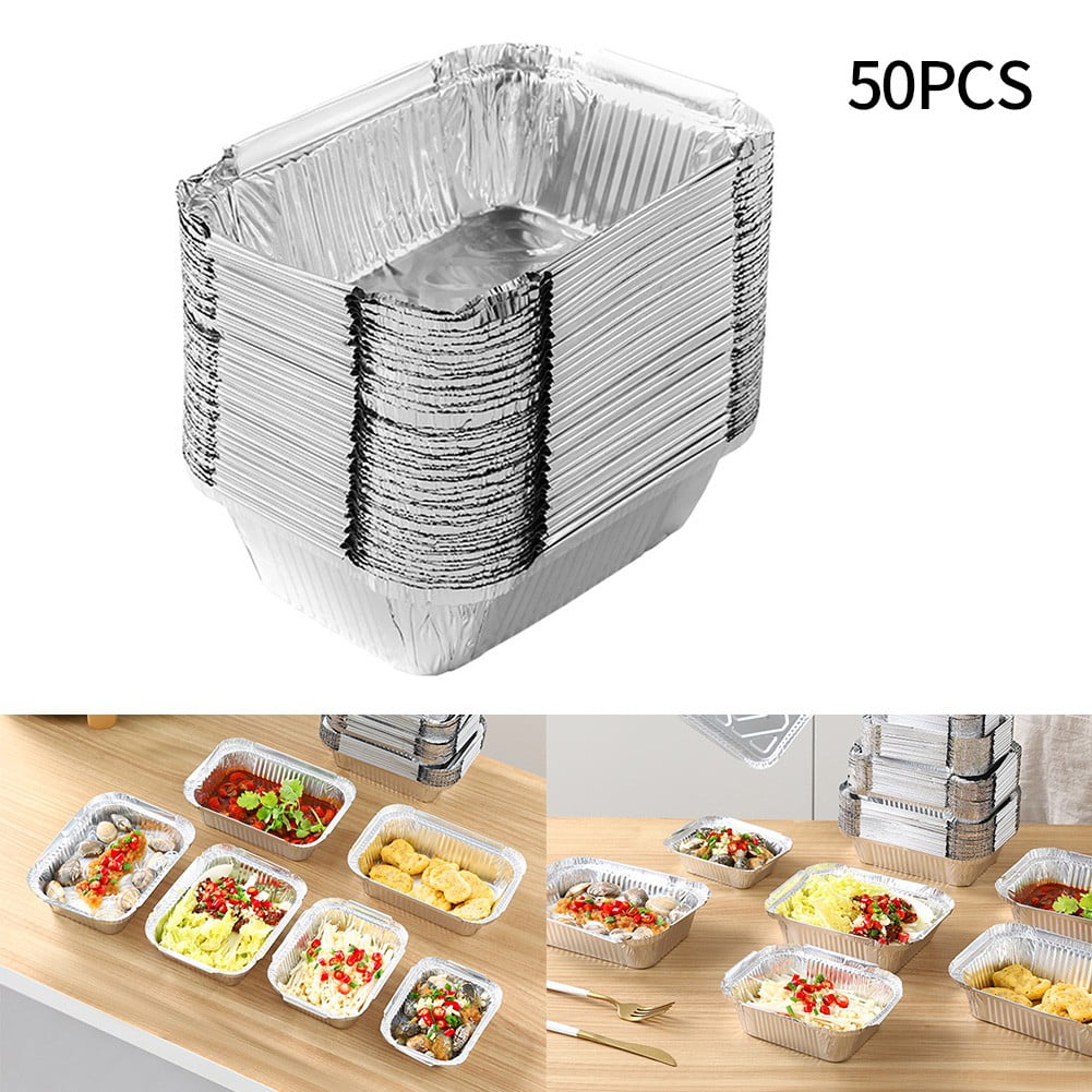 50Pcs Aluminum Foil Pans Tin Foil Pans with High Heat Conductivity