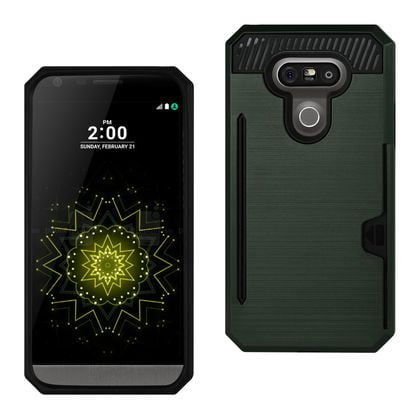 - REIKO LG G5 SLIM ARMOR HYBRID CASE WITH CARD HOLDER IN GREEN