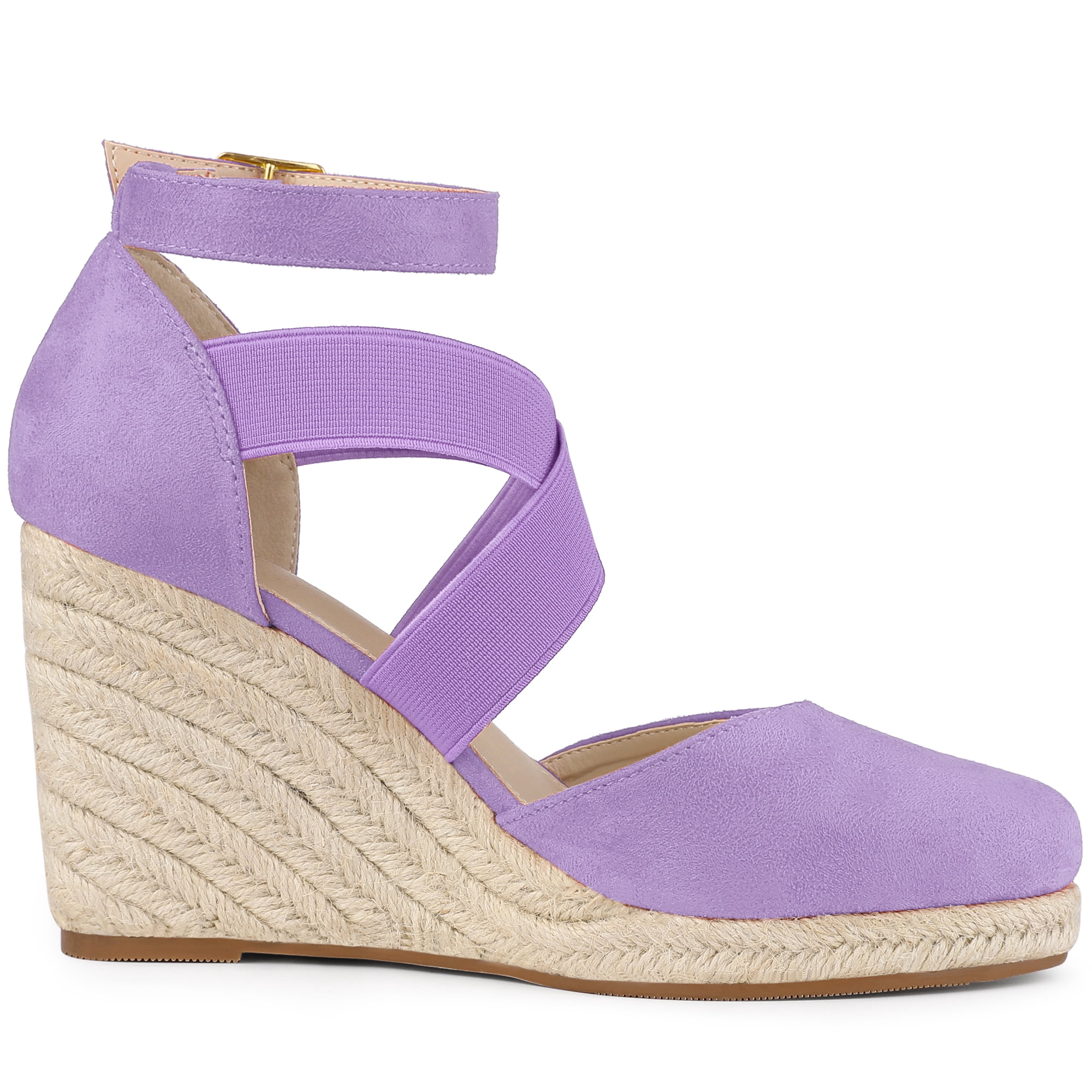 DARING DIVA Women's Espadrilles Closed Toe Wedges Heels Sandals Purple 7.5