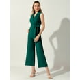 thumbnail image 2 of DARING DIVA Women's V Neck Unlined Wide Leg Office Jumpsuit S Green, 2 of 6