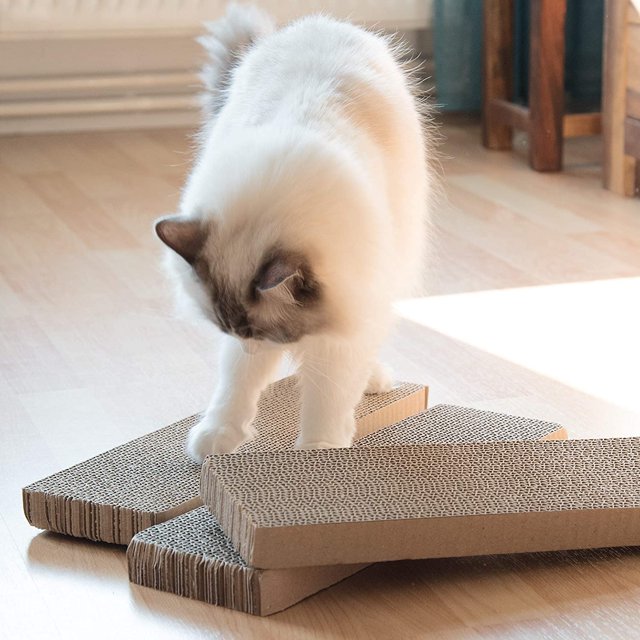 Poste Rascador para Gatos - Set 1x Rascador para Gatos de Cartón Ondulado 45 x 21x 3 cm - Protección XXL Sofá Mueble Pared - para Gatito Perro