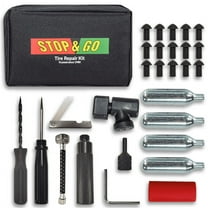 Stop & Go 1001A 28 Piece Tubeless Tire Pocket Plugger Repair Kit & CO2 for Punctures and Flats on Motorcycle, ATV, & Utility Vehicle (15 Mushroom Plugs)