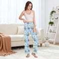 thumbnail image 5 of Dailycode Women's Pajama Pants Wide Leg Lounge Pj Bottoms With Pockets Butterfly Flying in Daisy Sea, 5 of 7