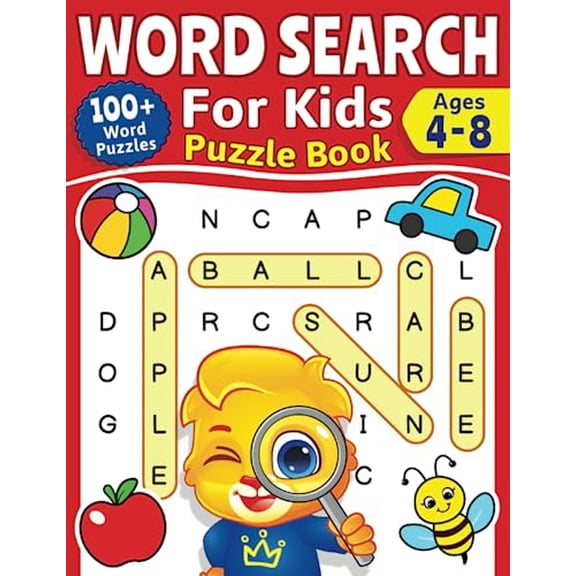 Pre-Owned Word Search For Kids Puzzle Book: 100  Word Puzzles | Fun Challenges For Children Ages 4-8 | Search and Find Words Activity Book With Multiple Levels Of Difficulty Paperback