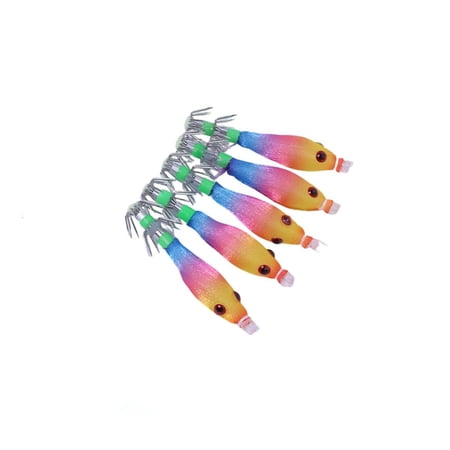 Youthyao 5pcs Glow Shrimp Lures 5.8cm 3.1g Squid Jigs Hooks Artificial Baits for Saltwater Freshwater Fishing