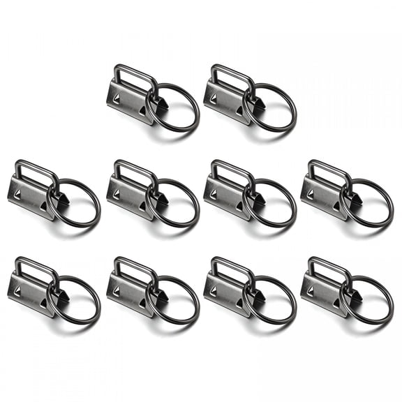 VANIDO 10Pcs Key Fob Hardware Keychain Split Ring Wrist Wristlets Cotton Tail Clip Ribbon Leather Clip Foldover Connectors Supplies