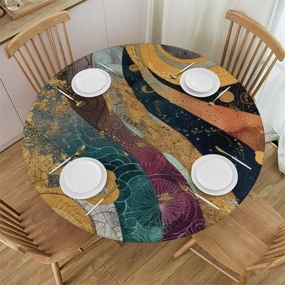Acheng Round Tablecloth 0_0 (61) - Polyester Fiber, Multiple Sizes, Machine Washable 31-35