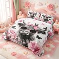 thumbnail image 3 of meiyoeat Farm Highland Cow Quilt Full,Countryside Floral Blossom Full Bedspread Sets,3 Pieces,1 Coverlet and 2 Pillowcases, 3 of 7
