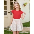 thumbnail image 7 of Arshiner Girls T Shirts Lace Petal Short Sleeves Kids Crewneck Casual Blouse Summer Tops Tees, 7 of 7
