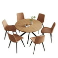 thumbnail image 2 of jiexi 45.3" Round Dining Table Set, Mid Century Modern Round Dining Table for 6 Person, with Steel Legs, Coffee Table for Kitchen Dining Room, Office, Save Space, 2 of 6