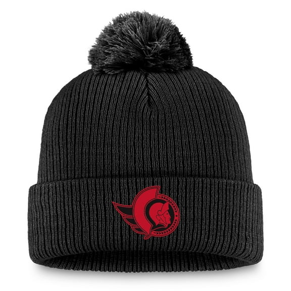 Women's Fanatics Black Ottawa Senators Cuffed Knit Hat with Pom