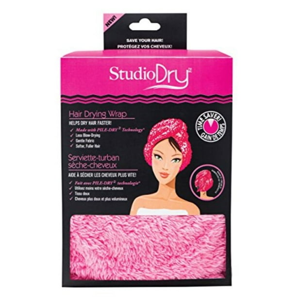 studio dry ultra absorbent turban hair towel wrap, pink
