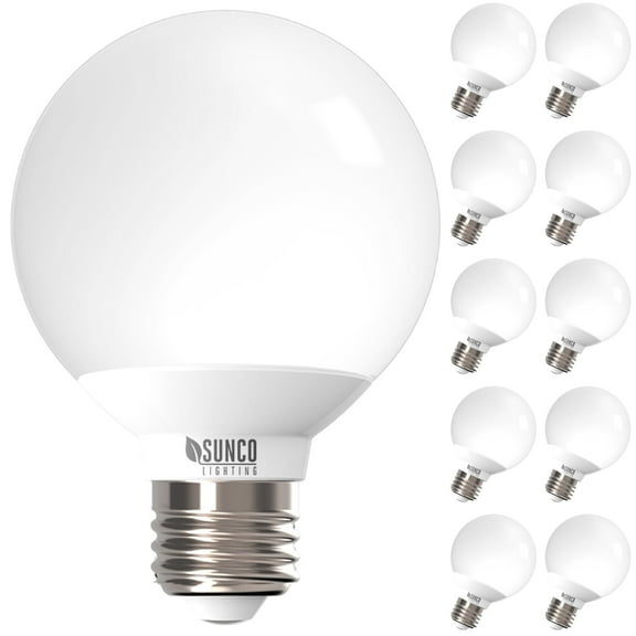 Sunco 10 Pack G25 LED Light Bulbs, Vanity Globe Bathroom Light Bulb, 450 LM, 6000K Daylight Deluxe, 6W (40W Equivalent), Dimmable Mirror Vanity Decorative Bulb, E26 Base UL