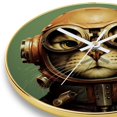 Cats Modern Round Wall Clock with Printed Design, Hooks and Gold Stand