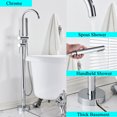 thumbnail image 2 of Chrome Bathtub Floor Mount Faucet Single Handle Mixer Tap 360 Rotation, 2 of 9