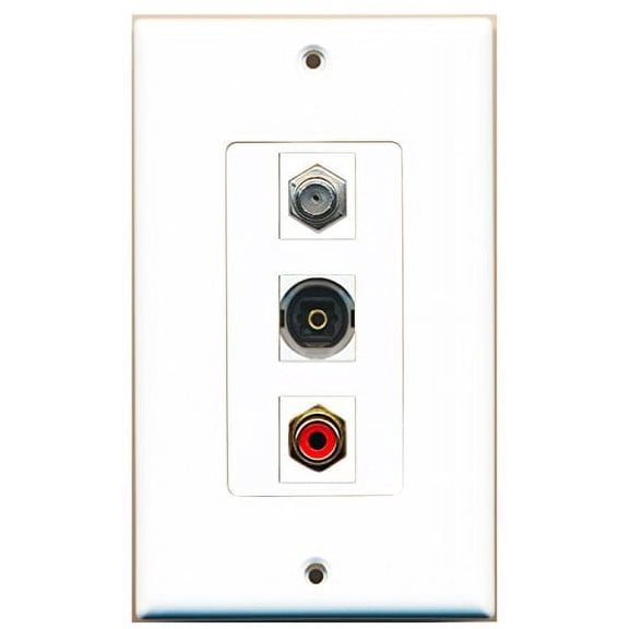 RiteAV - 1 Port RCA Red and 1 Port Coax Cable TV- F-Type and 1 Port Toslink Decorative Wall Plate Decorative