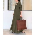 thumbnail image 2 of sicmoss Women's Green Long Sleeve Button Up Maxi Shirt Dress Loose Fit with Pockets, 2 of 7