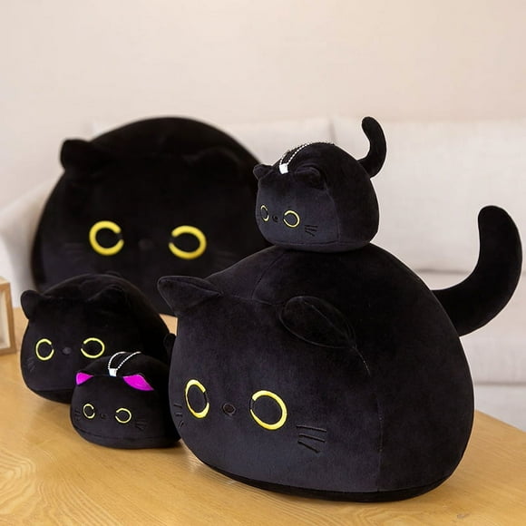 Free Sample Black Cat Plush Toy Down Cotton Soft Stuffed Animal Doll Cute Black Cat Hold Pillow for Girls Kids Toy