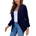 thumbnail image 5 of DondPO Blazers for Women Women's Three Quarter Sleeve Suit Jacket Lapel Keep Warm and Slim Fashion Cardigan Coat Blazers for Women Business Casual Work Office Suit Jackets Blue XL, 5 of 9