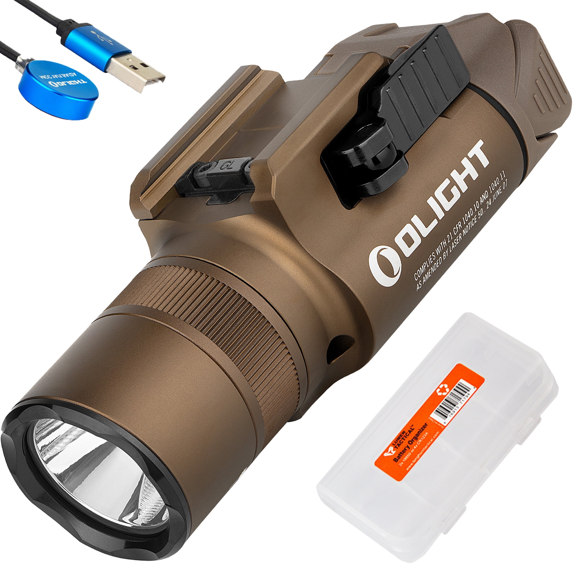 Buy Olight Baldr Pro R Desert Tan 1350 Lumen Rechargeable Flashlight with Green Beam and Cable