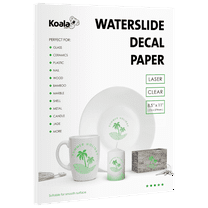 Koala Clear Waterslide Decal Paper for Laser Printer, Clear Water Transfer Paper for Glass, Mugs, 8.5x11 inches, 20 Sheets