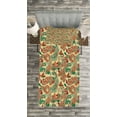 thumbnail image 3 of Ambesonne Ethnic Quilted Bedspread Set 2 Pcs, Paisley Style Leaves, Twin Size, Hunter Green Ruby Orange, 3 of 3