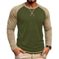 thumbnail image 2 of Hvogkswy Mens T-Shirts Color Block Crew Neck Long Sleeve T-Shirt Soft Lightweight Fall Casual Pullover Top, Size S-3XL, 2 of 7