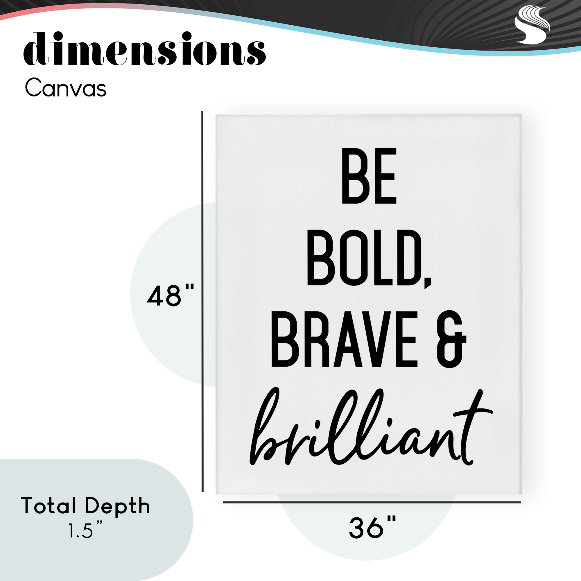 Bold Brave & Brilliant Canvas Wall Art, design by Lettered and Lined