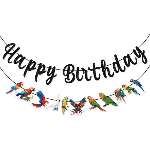 Parrot Birthday Banner, NO-DIY Bird Birthday Party Decor, Hawaiian Birthday Party Decorations, Bird Party Decorations, Tropical Birthday Party Decorations