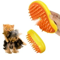 Cat Steam Brush - 3 In 1 Self Cleaning Pet Steamer Brush for Massage, Pet Hair Removal Comb for Cat and Dog (Yellow 2 Pcs)