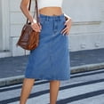 thumbnail image 4 of Loopsun Womens Summer Skirts, Women's Fashion Casual Summer Washed Denim High Waist Loose Pocket Midi Skirt Light Blue M, 4 of 5