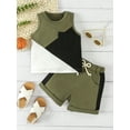 thumbnail image 2 of vera natura Baby Boys Summer Set, Sleeveless Tank Tops + Elastic Waist Shorts Contrast Color 2 Piece Outfits, 2 of 9