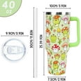 thumbnail image 2 of 40oz Frog Tumbler - Insulated Travel Mug with Handle, Leak Proof - Cute Kawaii Frog & Mushroom Design - Gift for Women (Coffee Cup), 2 of 6