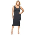 thumbnail image 4 of Yelete Lady's Scoop Neckline Body-Con Dress, Plus Size, Charcoal 2XL, 4 of 5