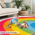 thumbnail image 4 of Boho Rainbow Rug For Living Room- Cartoon Rainbow Classroom Area Rug, Non-Slip Low Pile Non-Shedding Foldable Washable Nursery Mat For Entryway Hallway Playroom Home Decor Carpet, 4 of 7