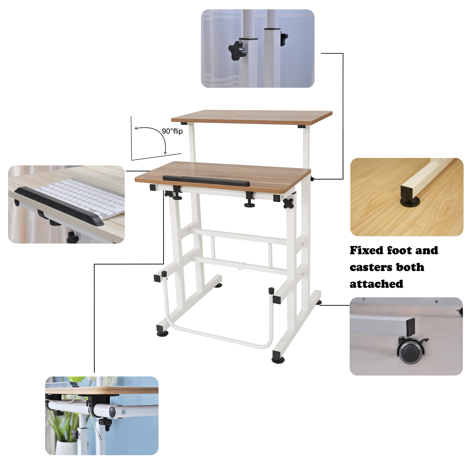 SDADI L101XWFDT Adjustable Height Mobile Standing Office Computer Desk