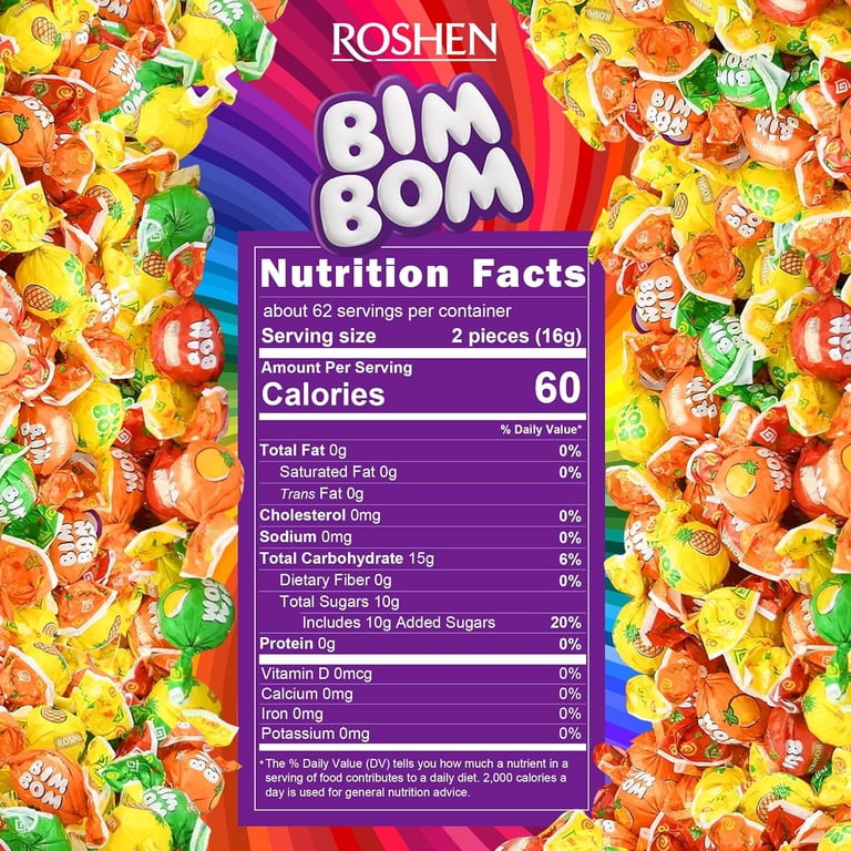 Roshen Bim Bom Hard Candy, Assorted Fruit & Berry Filled Candies