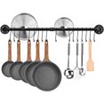 thumbnail image 1 of Estante para ollas, organizador de utensilios de cocina con tapa desmontable para montar en la pared, con ganchos, color negro, 1 of 4