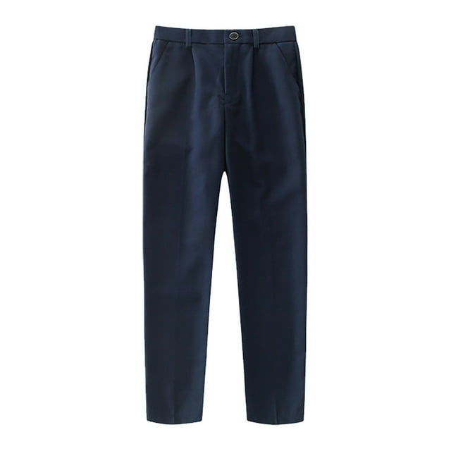 Pantalons Habillés à devant Plat pour Garçons Taille Ajustable Tenues Scolaires