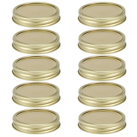 10-Pack 70mm Gold Canning Lids - Stainless Steel Sealing Covers for Glass Jars