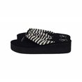 thumbnail image 5 of Beverly Hills Polo Club ROLA Adult Women Striped Platform Wedge Flip Flop Sandal Thong (Black & White Size 8), 5 of 5