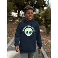 thumbnail image 2 of Alien Emoji Vibes Only - Retro UFO Space Graphic Youth's Hoodie, 2 of 4