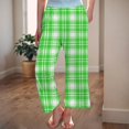 thumbnail image 2 of Byoo Tween Girls Comfort Loungewear Trousers Plaid Graphic Wide Leg Straight Fit Casual Sleepwear Pants Baggy Trousers,Light Green, 2 of 4