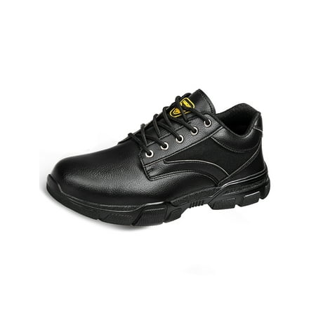 

SIMANLAN Mens Safety Boot Leather Work Shoes Heavy Duty Industrial Boots Outdoor Comfort Construction Steel Toe Waterproof Leather Shoes 8