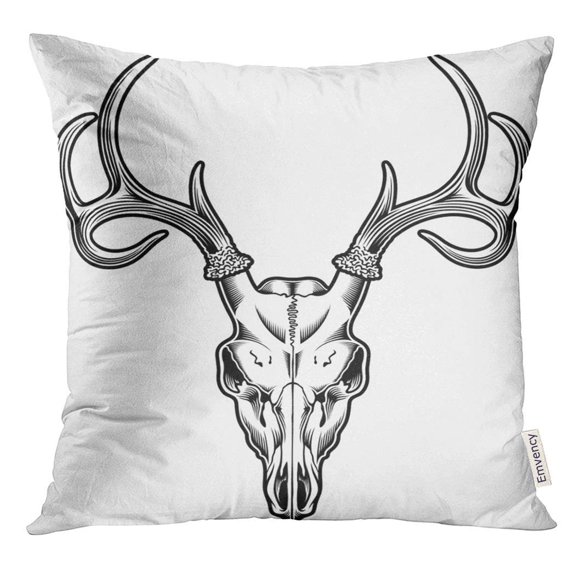 BSDHOME Antler Deer Skull Head Elk Buck Stag Pillow Case 20x20 Inches Pillowcase