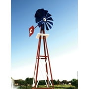 Decorative Red White and Blue Powder Coated Metal Backyard Windmill