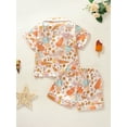 thumbnail image 3 of Toddler Kids Boys Girls Summer Pajamas 12M 24M 2T 3T 4T 5T 6T 7T Short Sleeve Lapel Button Shirt + Ice Cream/Dinosaur Shorts, 3 of 10