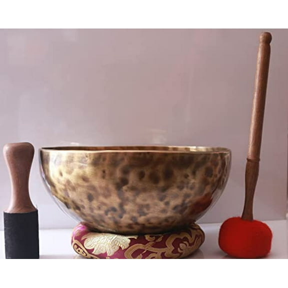 12 Inch Yogi Carving Singing Bowl | Handmade Seven Metal Tibetan Singing Bowl-Hand Hammered Himalayan Singing Bowls By Singing Bowl Nepal(SBN)
