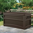 thumbnail image 4 of Suncast 73 Gallon Deck Box & Wicker Trash Hideaway Outdoor Garbage Bin, Java, 4 of 7