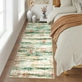 thumbnail image 2 of FairOnly Modern Non Slip Low Pile 2'x6'Runner Rug for Living Room Abstract Striped Machine Washable Stain Resistant Floor Rug for Bedroom Laundry,Green, 2 of 7